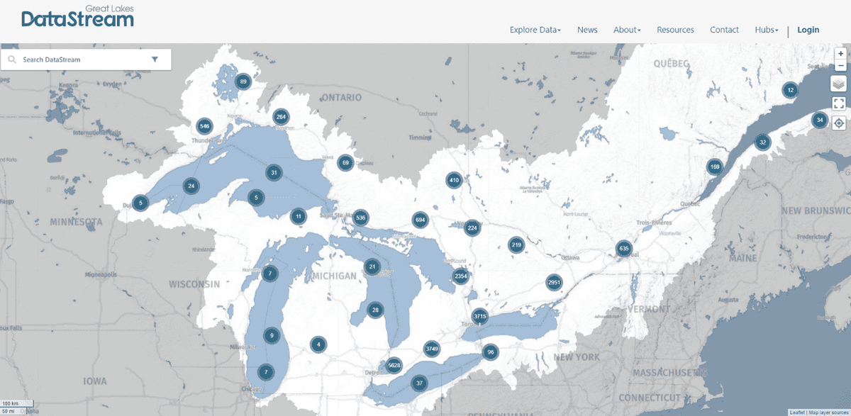 Great Lakes DataStream map