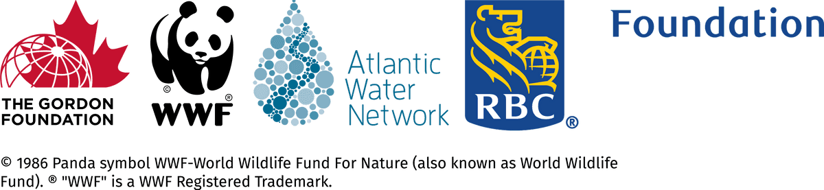 Logos for The Gordon Foundation, World Wildlife Fund, Atlantic Water Network and RBC Foundation